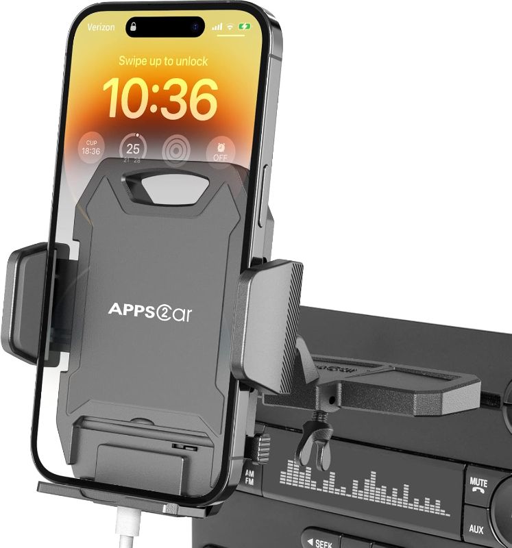 Photo 1 of APPS2Car CD Phone Holder for Car, Anti Shake and Magnetic Car Phone Mount with 6 Magnets, Thick Case Friendly CD Slot Phone Holder Compatible with iPhone All Phones & Mini Tablet
