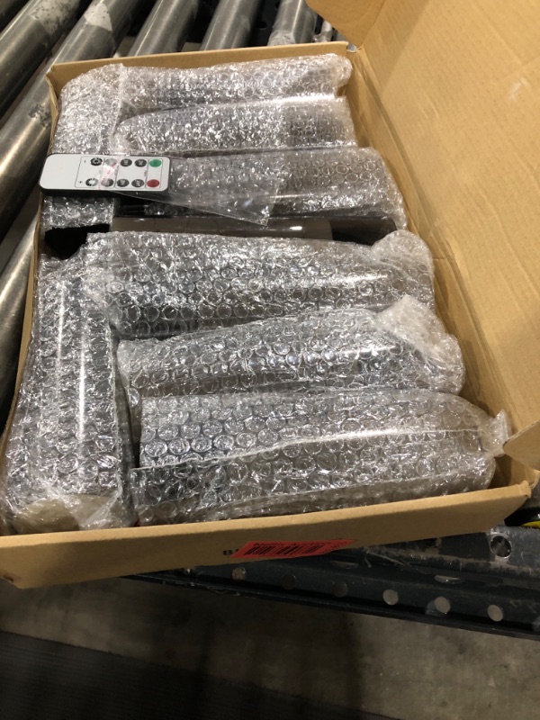 Photo 1 of kakoya Flameless LED Candles with Timer 9 Pc Flickering Flameless Candles for Romantic Ambiance and Home Decoration Stable Acrylic Shell,with Embedded Star String?Battery Operated Candles?Grey?