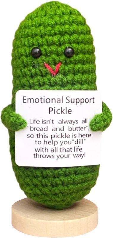 Photo 1 of  Emotional Support Pickled Cucumber Gift, Positive Cucumber, 4.13 Inch Cute Crochet Pickle Doll