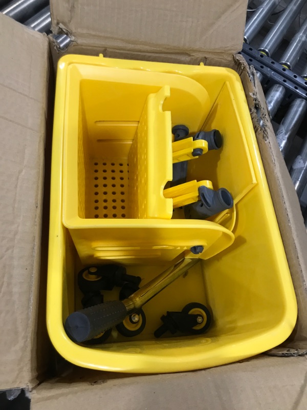 Photo 2 of Mind Reader MOPT20-YLW Professional Commercial Wringer Mop Bucket, 22 Quart, Yellow