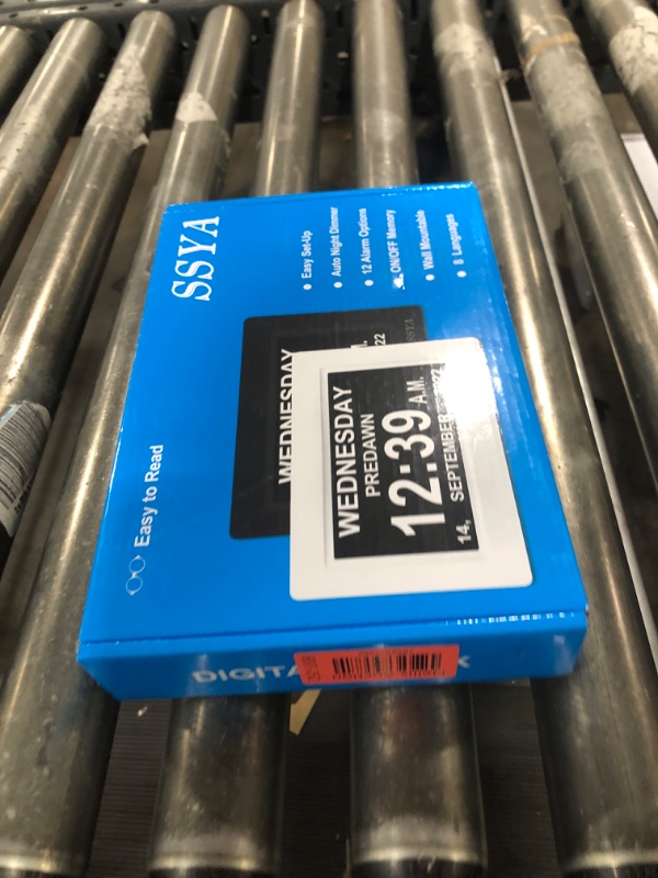 Photo 2 of [Newest Version] 7 Inch Calendar Clock - 12 Alarm Options, Level 5 Auto Dimmable Display,Extra Large Impaired Vision Digital Clock with Non-Abbreviated Day & Month Alarm Clock (7 inch) Black