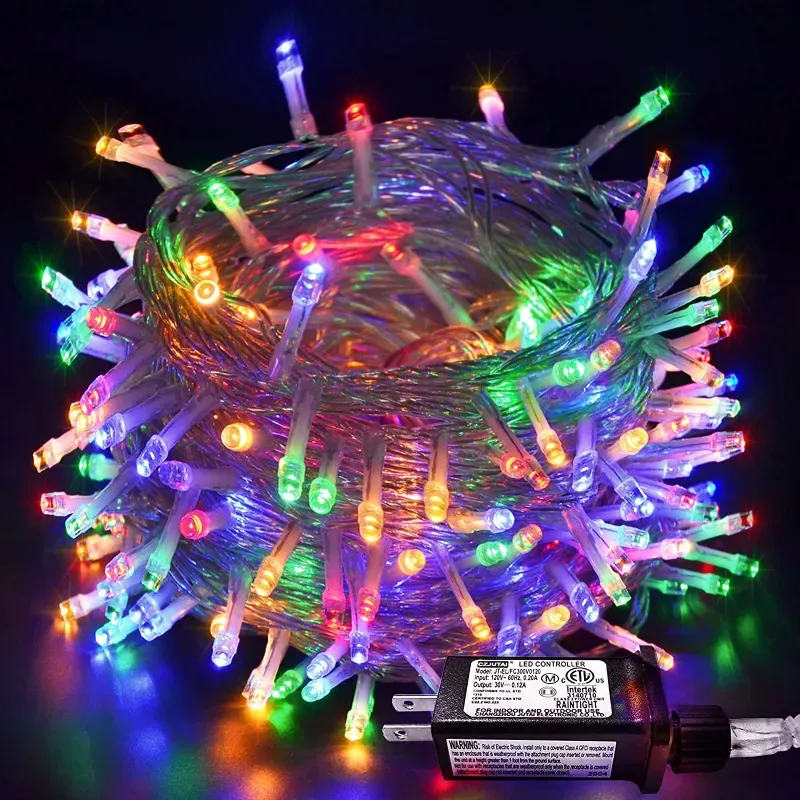 Photo 1 of 66ft 200 LED String Lights Indoor Outdoor, Christmas Lights Clear Wire, 8 Modes Waterproof Twinkle Fairy String Lights Plug in for Tree Room Bedroom Wedding Party Decorations - Multicolour
