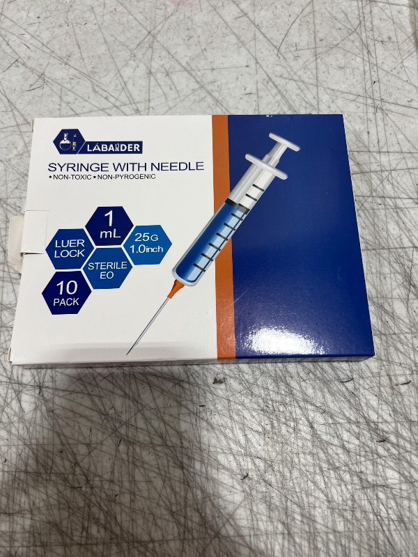 Photo 2 of 10 Pack 1ml Syringes with Needle - 25G, 1.0 inch Needle Luer Lock Syringe Individually Packaged