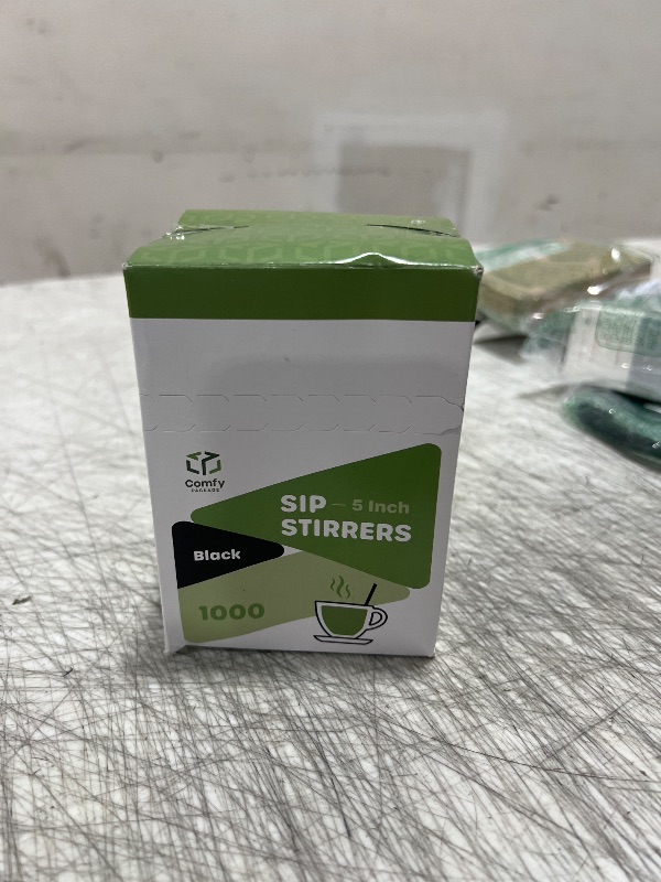 Photo 2 of [1000 Count - 5 Inch] Sip Stirrers/Straws - Disposable Stir Sticks for Coffee & Cocktail - Black