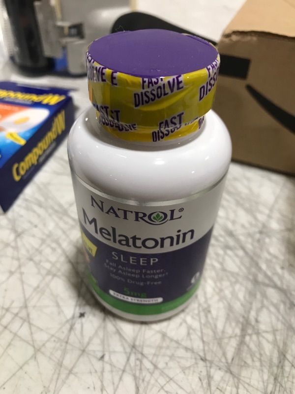 Photo 2 of Natrol Sleep Melatonin 5mg Fast Dissolve Tablets, Nighttime Sleep Aid for Adults, 150 Strawberry-Flavored Melatonin Tablets, 150 Day Supply Strawberry 150 Count (Pack of 1)
Exp 03/2025