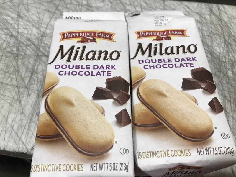 Photo 2 of Pepperidge Farm Milano Double Dark Chocolate Cookies, 7.5 OZ Bag (15 Cookies) Double Dark Chocolate 7.5 Ounce (Pack of 2)
Exp 09/29/2024