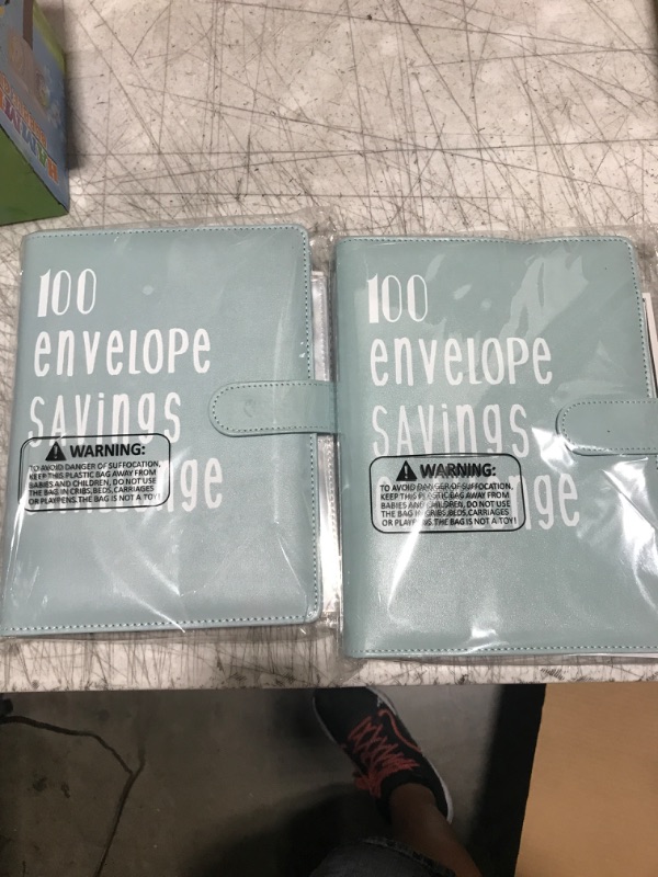 Photo 2 of 2--100 Envelopes Money Saving Challenge Book - A5 Budget Binder with 100 Pockets, Number Stickers and a Tracker Sheet, Blue A5 Blue