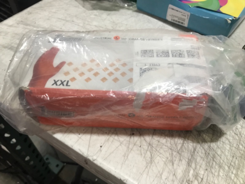 Photo 2 of 1st Choice 6 mil Mechanic Gloves, Nitrile Gloves Disposable Latex Free - XXL Box of 100 Orange Nitrile Disposable Glove