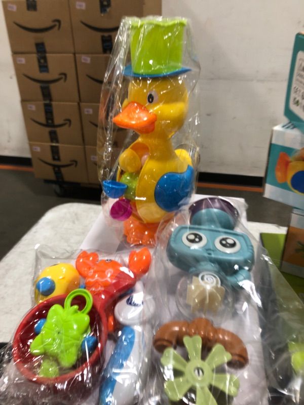 Photo 2 of Bath Toys for Toddlers 1-3 3-5,Baby Bath Toys Cute Duck Cat Waterfall with Rotate Waterwheel Shower Toys,Fishing Game,Floating Bathtub Toys Swimming Fish Toy,Baby Water Toys Pool Toys for Toddlers 1-3