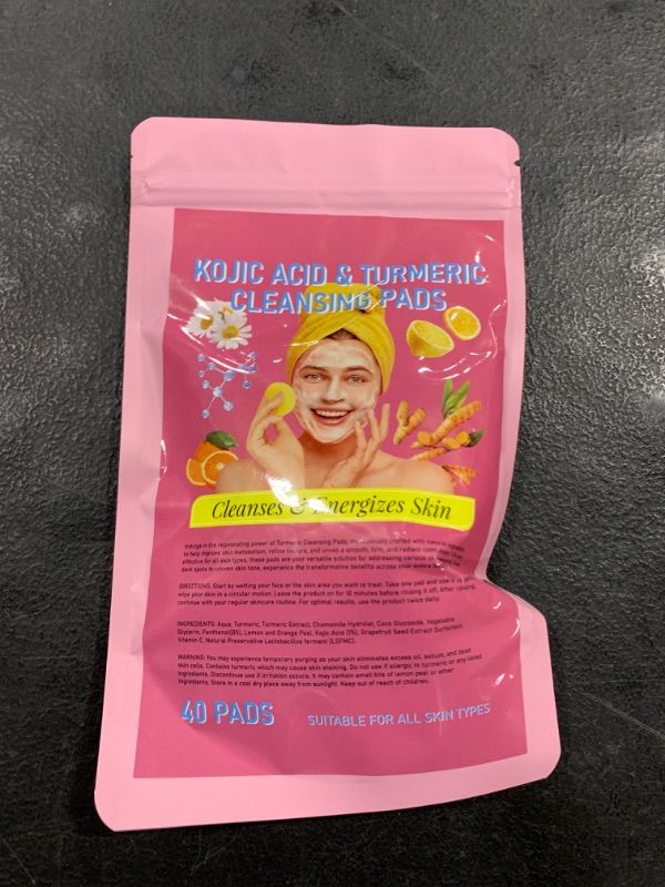 Photo 2 of Turmeric Kojic Acid Cleansing Pads,Turmeric and Kojic Acid Face Pads,Turmeric Kojic Acid Pads for Face (40 Pads/Pack)