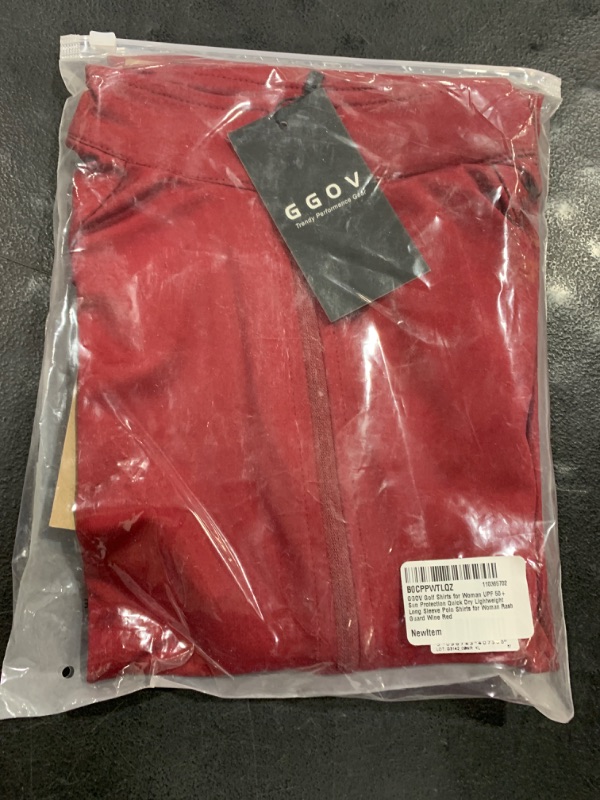 Photo 1 of GGOV Golf Shirts for Woman UPF 50+ Sun Protection Quick Dry Lightweight Long Sleeve Polo Shirts for Woman Rash Guard Wine Red size XL