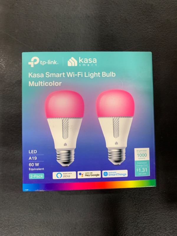 Photo 2 of TP-Link KL135 Kasa Smart Wi-Fi Light Bulb (Multicolor, 2-Pack)