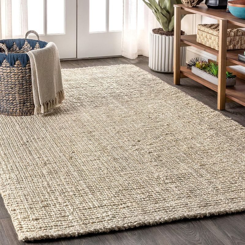 Photo 1 of JONATHAN Y NRF102B-8 Pata Hand Woven Chunky Jute Light Ivory 8 ft. x 10 ft. Area-Rug, Farmhouse, Easy-Cleaning, for Bedroom, Kitchen, Living Room,