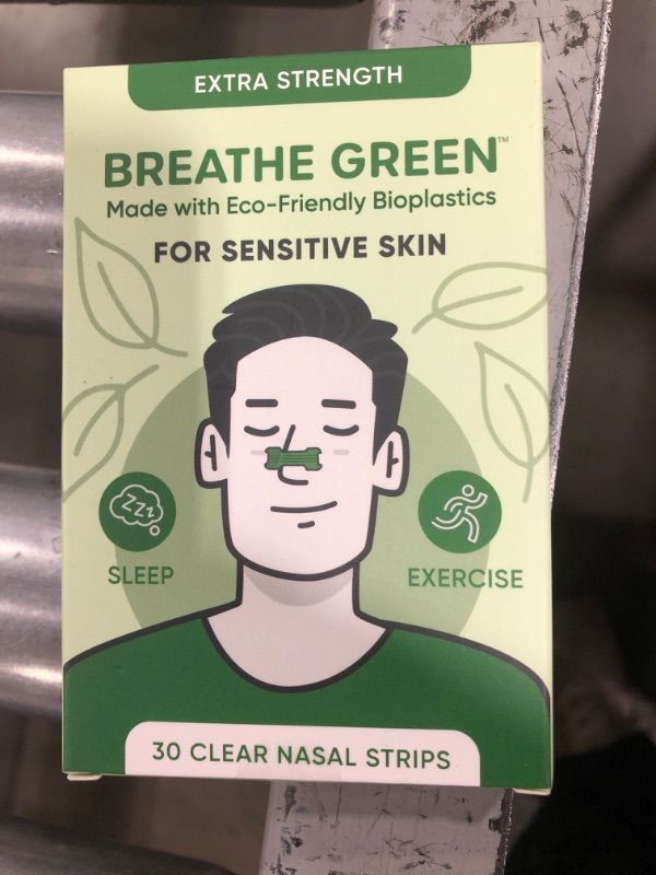 Photo 2 of Breathe Green Nasal Strips | 30 Count | Drug-Free, Extra Strength, Sensitive Skin | Nasal Congestion Relief for Colds & Allergies, Sleep Right, Breathe Easy (30) (Large, 30, Count)