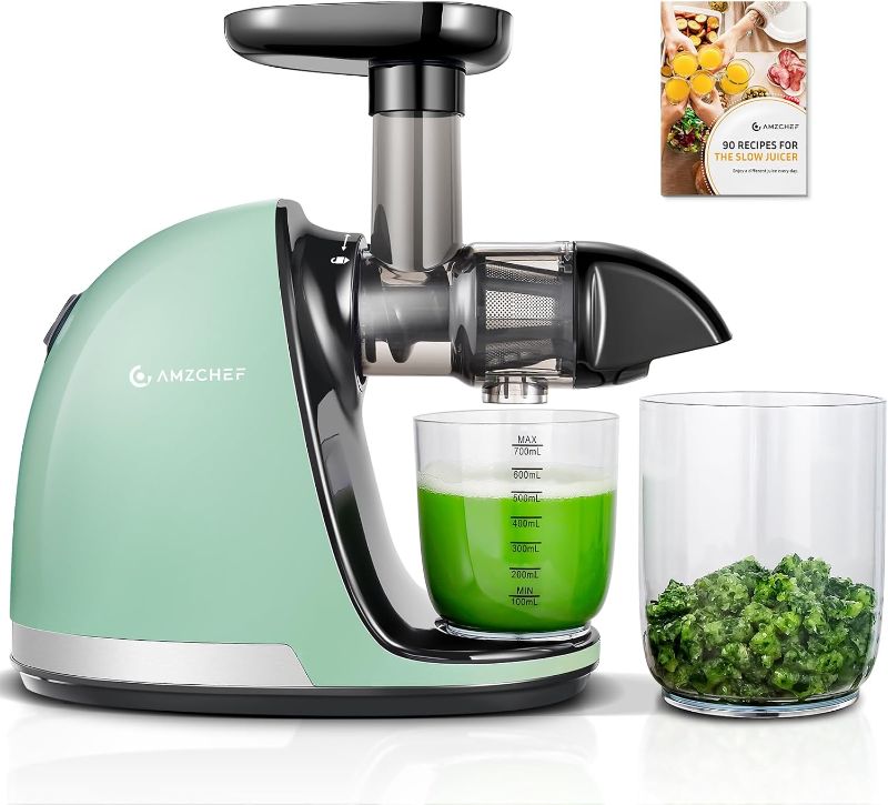 Photo 1 of Slow Juicer, Masticating Juicer Machines with Reverse Function, Cold Press Juicer with Brush, Recipes for High Nutrient Fruits and Vegetables, Green(Updated)