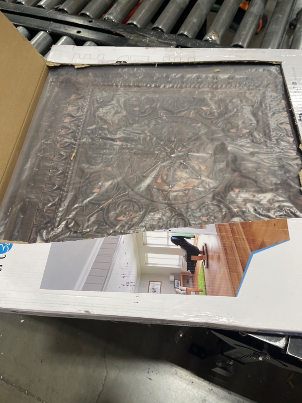 Photo 2 of Art3d Drop Ceiling Tiles, Glue up Ceiling Tiles, 2'x2' Plastic Sheet in Antique Copper (12-Pack, 48 Sq.ft)