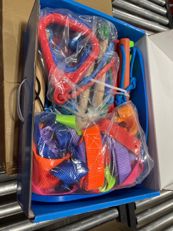 Photo 1 of 50ft Ninja Warrior Obstacle Course for Kids with Swing, Ninja Course for Kids Outside with 11 Accessories--Swing Set, Trapeze Swing, Climbing Net, Rope Ladder, Outdoor Playset with Monkey Bars