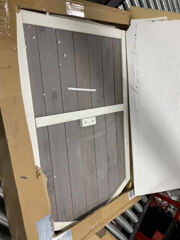 View 2 of HiCaptain Outdoor Cat House for Outdoor Cats, Large Outside Weatherproof Feral Cat Shelter fot Multiple Cats, Unique Wooden Cat House with Balcony, Escape Door (2-Story, Grey House with Mat)