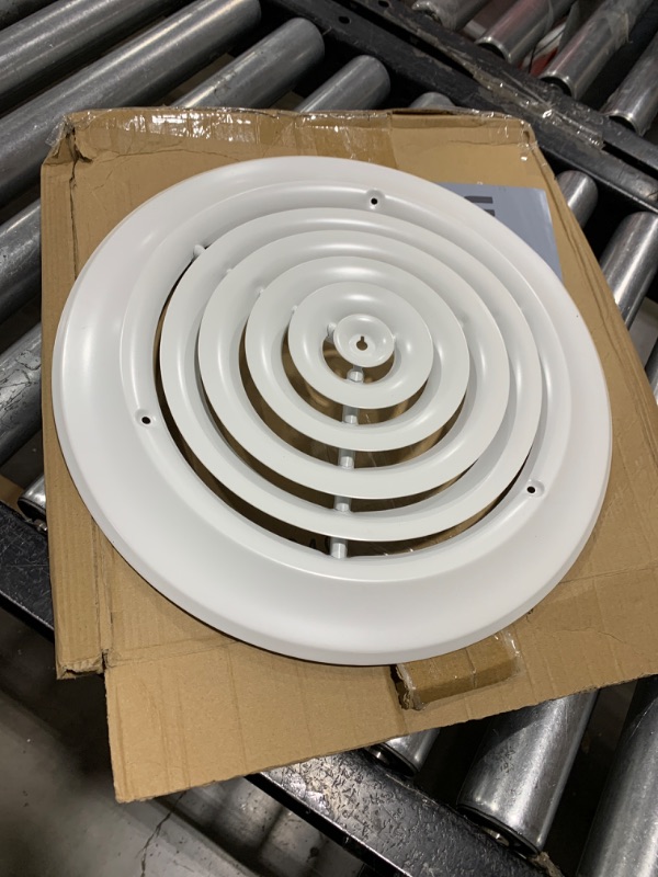 Photo 2 of 10" Round Ceiling Diffuser - Easy Air Flow - HVAC Vent Duct Cover [White] - [Outer Dimensions: 13.75"]