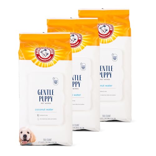 Photo 1 of Arm & Hammer for Pets Gentle Puppy Bath Wipes, Coconut Water All Purpose Puppy Cleaning Wipes Remove Odor & Refresh Skin for Pets Gentle Tearless Pet Wipes 100 Count, (Pack of 3)