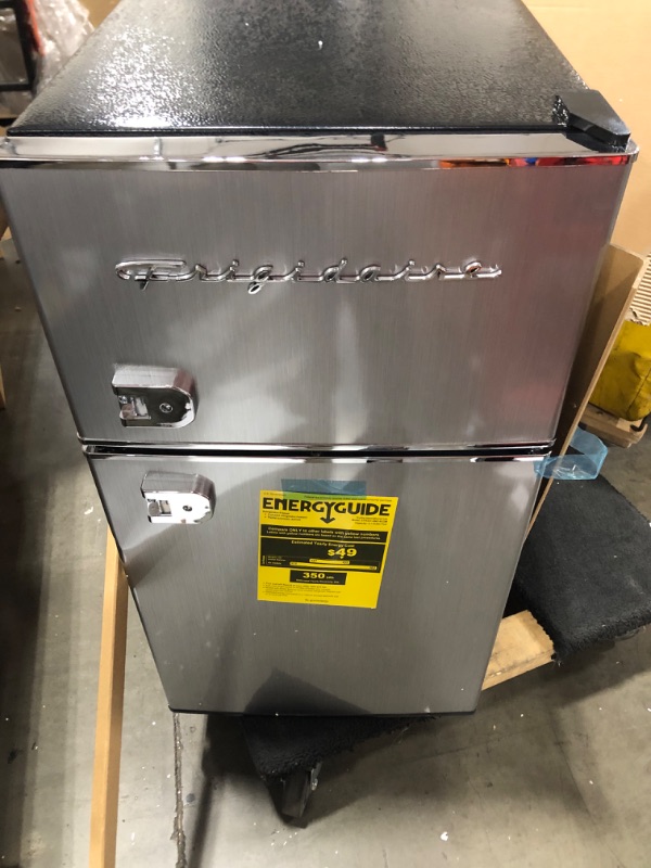 Photo 1 of Frigidaire EFR341 Compact Small Top-Freezer Refrigerator, Stainless Steel Mini Bar Fridge Platinum Series-21.26" D x 17.83" W x 33.5" H, 3.2 cu ft Double Door