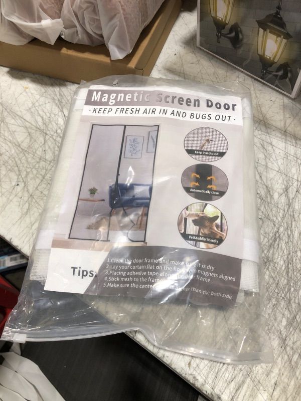 Photo 1 of Reversible Left or Right Side Opening Magnetic Screen Door, Narrow Durable Fiberglass Mesh Door Curtain Hands Free for Patio, Bedroom, Fits Door Size 36" x 82", White