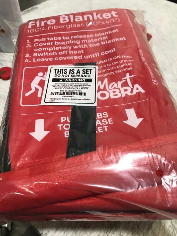 Photo 2 of Mart Cobra Emergency Fire Blanket for Home and Kitchen - 4 Pack - Fire Blankets Emergency for Home 40” x 40” - Fire Suppression Blanket - Home Safety Fiberglass Welding Blanket