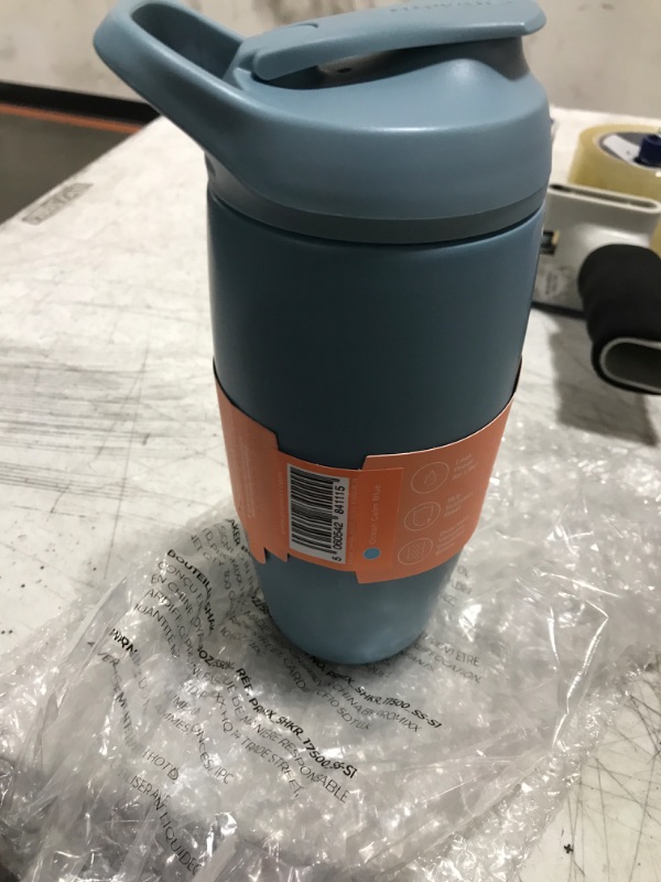 Photo 2 of Promixx Pursuit Shaker Bottle Insulated Stainless Steel Water Bottle and Blender Cup, 18oz, Ocean Calm Blue