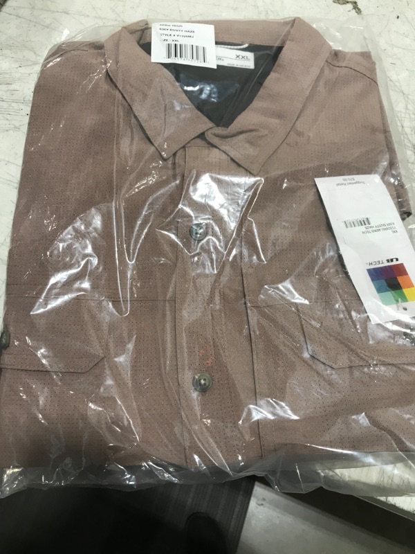 Photo 2 of Unionbay Men's Short Sleeve Aero Tech Button-up Shirt, Dusty Haze Size XXL