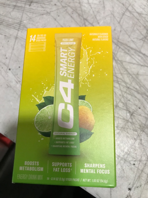 Photo 2 of C4 Smart Energy Powder Stick Packs - Sugar Free Performance Fuel & Nootropic Brain Booster, Coffee Substitute or Alternative | Yuzu Lime - 14 Count
Exp 11/2024