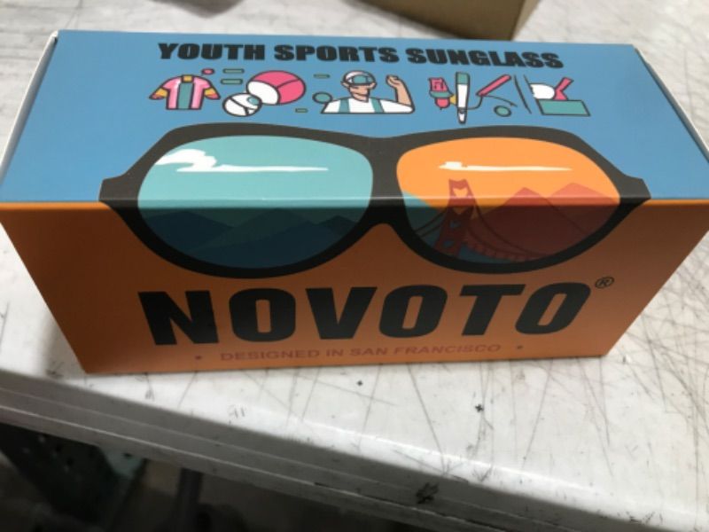 Photo 2 of Novoto Kids Baseball Sunglasses, Youth Lightweight Cycling Sun Glasses for Age 8-16 Boy Girl, TR90 Frame & Retainer Strap