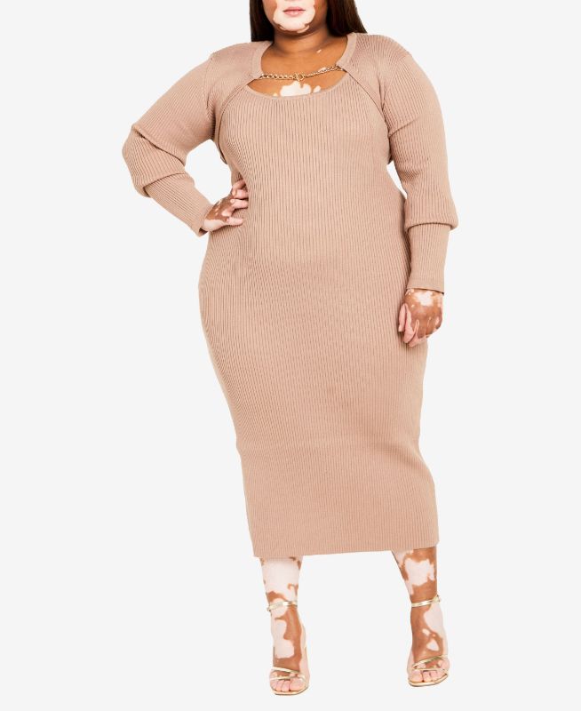 Photo 1 of City Chic Trendy Plus Size Kelsey MIDI Dress Set, 2 Piece - Ginger Snap Size XS