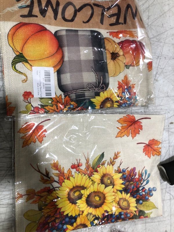 Photo 2 of Fall Floral Garden Flag Double Sided, Pumpkins Maple Leaves Fall Flag Autumn Thanksgiving Seasonal Yard Flag Outdoor Decoration 12x18 Inch