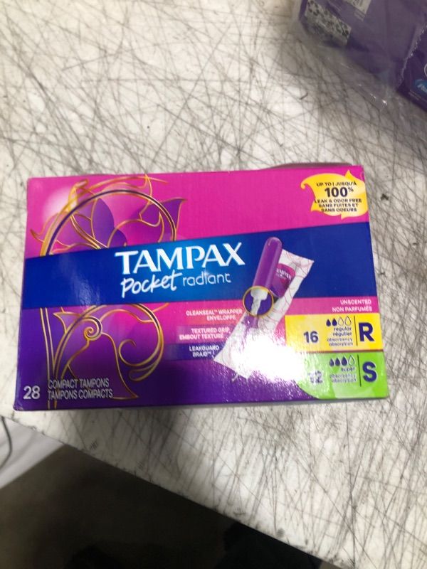 Photo 2 of Pocket Radiant Tampons, Multipack Unscented, Regular + Super Absorbency 28