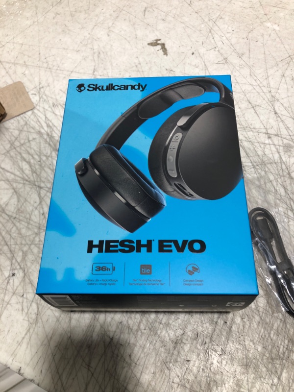 Photo 3 of Skullcandy Hesh Evo Wireless Headphones with Charging Cable, 36 Hr Battery, Microphone, Works with iPhone Android and Bluetooth Devices - True Black