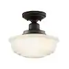 Photo 1 of Belvedere Park 10.625 in. 1-Light Espresso Bronze Schoolhouse Round Semi Flush Mount, Farmhouse Ceiling Light


