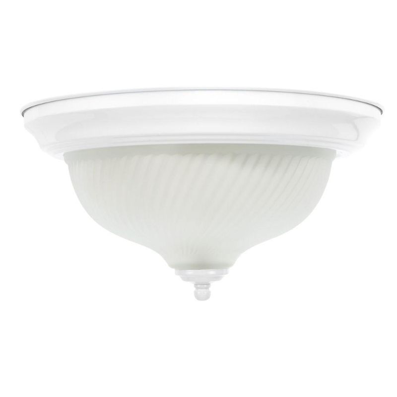 Photo 1 of 11 in. 2-Light White Flush Mount
