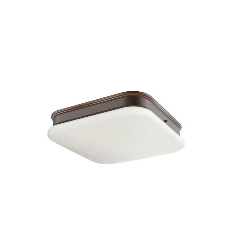 Photo 1 of Staniford 11 in. Light Oil-Rubbed Bronze Adjustable CCT Integrated LED Square Flush Mount with Glass Shade
