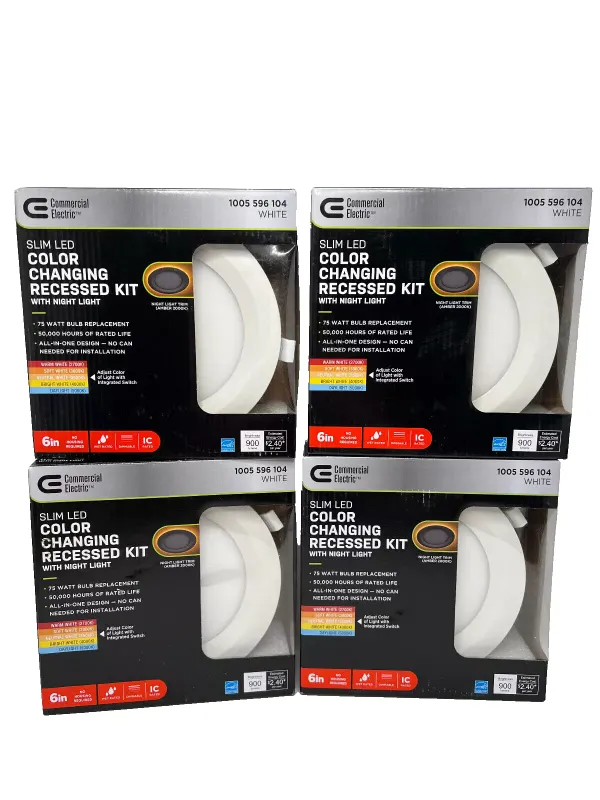 Photo 1 of 6 in. Canless Adjustable CCT Integrated LED Recessed Light Trim Night Light 900lms New Construction Remodel (4-Pack)


