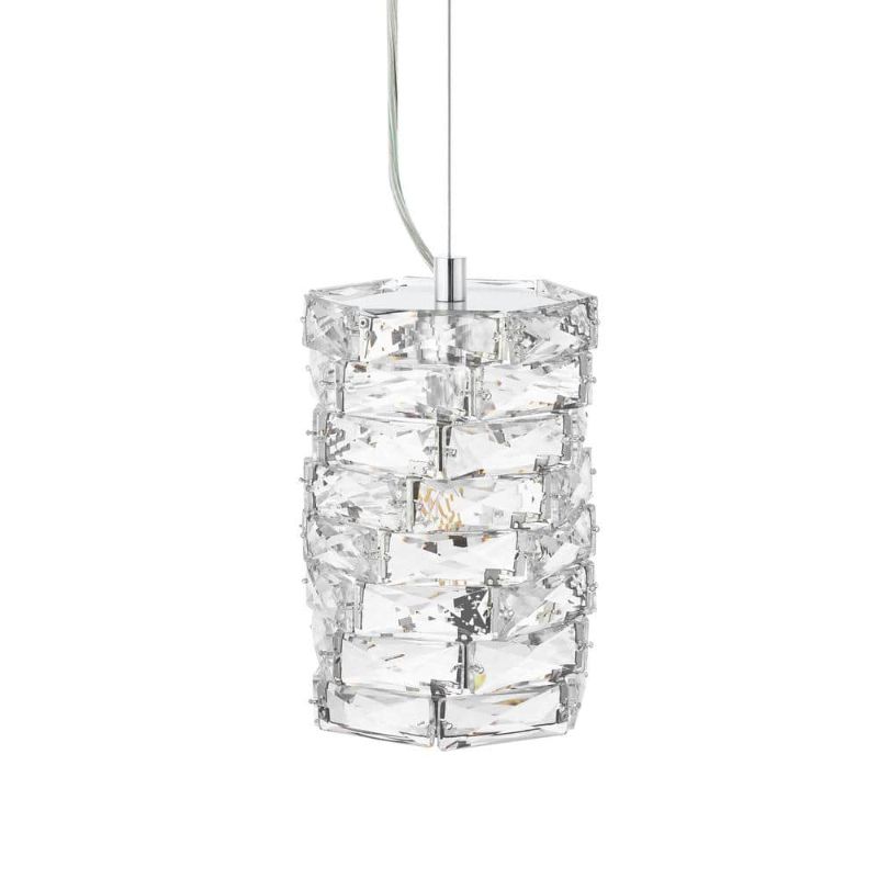 Photo 1 of Keighley 1-Light Chrome and Crystal Mini Pendant Light Fixture
