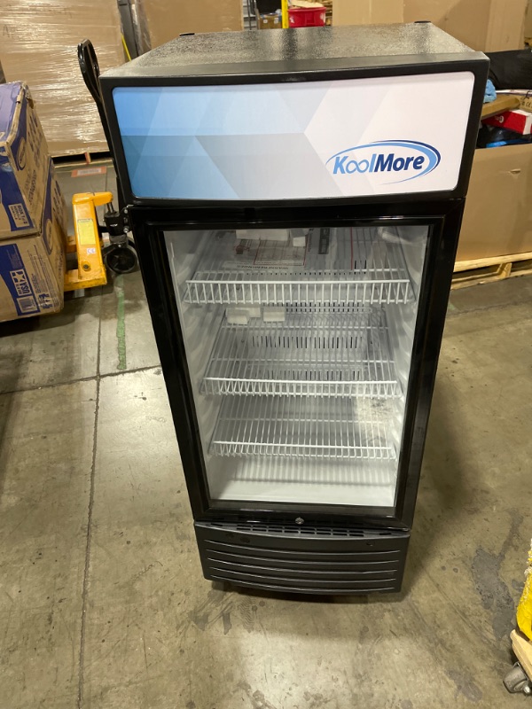 Photo 2 of KoolMore KM-MDR-1D-6C 6 Cu. Ft. Commercial One Glass Door Display Upright Beverage Refrigerator Cooler Merchandiser-22.8 in. x 21.4 in. x 52.7 in. [Black]