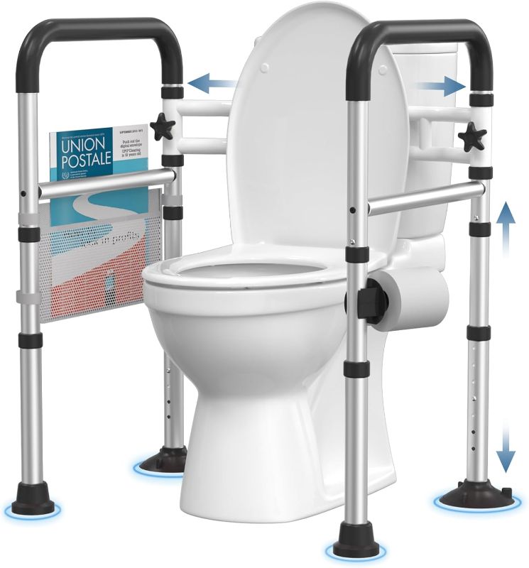 Photo 1 of Toilet Safety Rails for Seniors, FSA/HSA Eligible Adjustable Detachable Toilet Safety Frame with Handles for Elderly and Disabled, 350LBS Handicap Toilet Rail Fits Most Toilets
