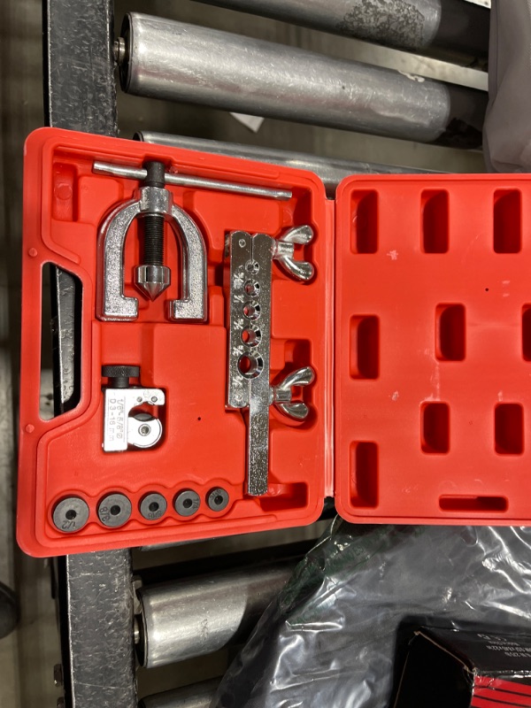 Photo 2 of Thorstone Double & Single Flaring Tool Kit for Brake Line and Brass Tubing Tool with Extra Adapters, 45 Degrees, Red