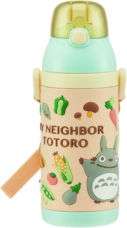 Photo 1 of Skater SSPV4 Stainless Steel Children's Water Bottle, 12.8 fl oz (380 ml), Drinking Straw, 3D, My Neighbor Totoro, Diluted Color, Ghibli 