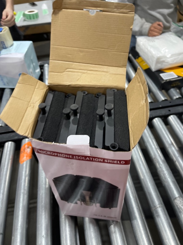 Photo 1 of XTUGA Recording Microphone Isolation Shield High Density Absorbent Foam to Filter Vocal,Top Enclosed Foldable Soundproof Cover for Condenser Microphone Recording Equipment