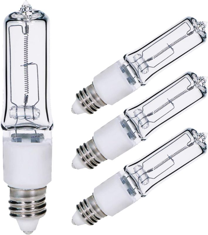 Photo 1 of 4-Pack JDE11 120V 75W Dimmable Halogen Bulb T4 Mini Candelabra Base Warm White for Chandeliers, Ceiling Fan, Table Lamps, Cabinet Lighting…
