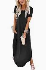 Photo 1 of ANRABESS Women's Summer Casual Loose Short Sleeve Long T Shirt Dress Split Maxi Beach Sundress Travel Vacation Outfits