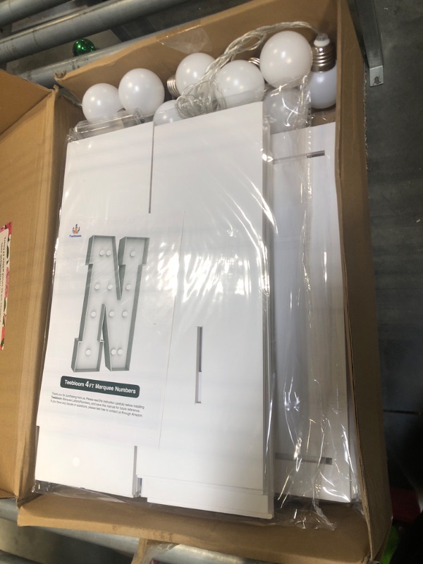 Photo 1 of 4FT Marquee Light Up Letters N,Party Decoration Large Marquee Light Up Letters with Weighted Water Bag,Pre-cut Foam Board Set Can Be Used for Birthdays,Weddings,Baby Anniversaries