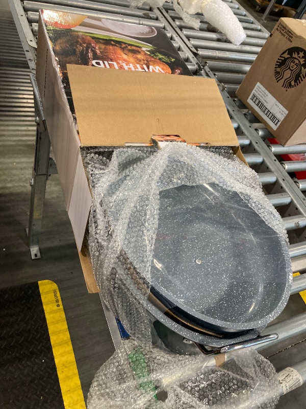 Photo 1 of HONGBAKE 18 Inch Nonstick Turkey Roasting Pan with Rack and Lid, Carbon Steel Oval Roaster Pan for Oven, Heavy Duty Baking Pan for 25 lb Turkeys, Dishwasher Safe-Dark Gray