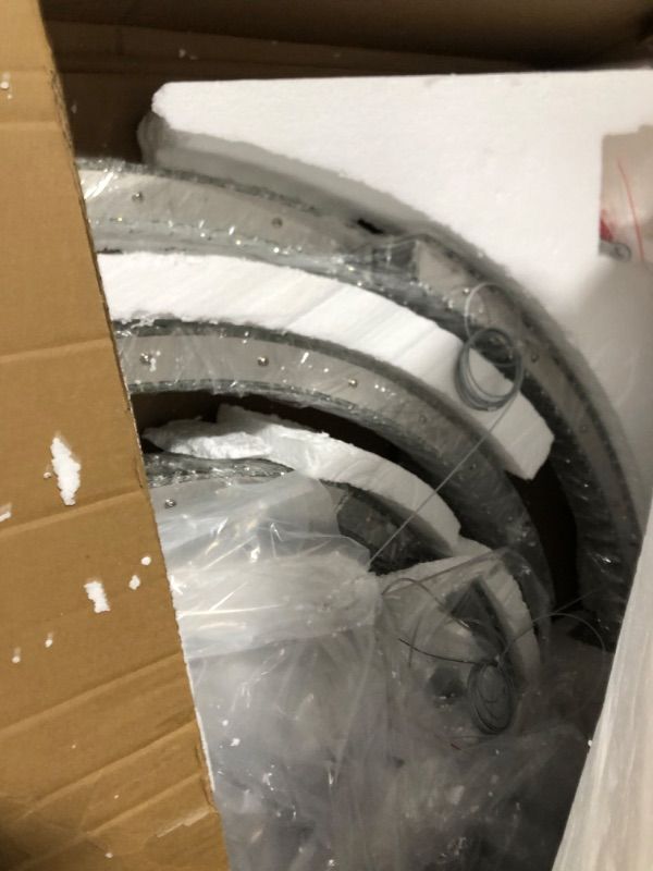 Photo 1 of IDEQUY W40'' Flush Mount Crystal Ceiling Light Round Ring Chrome Ceiling Light Fixture 5-Tier Chandelier for Dining Room Foyer Remote Control 3000-6000K Infinity Dimmable Lighting